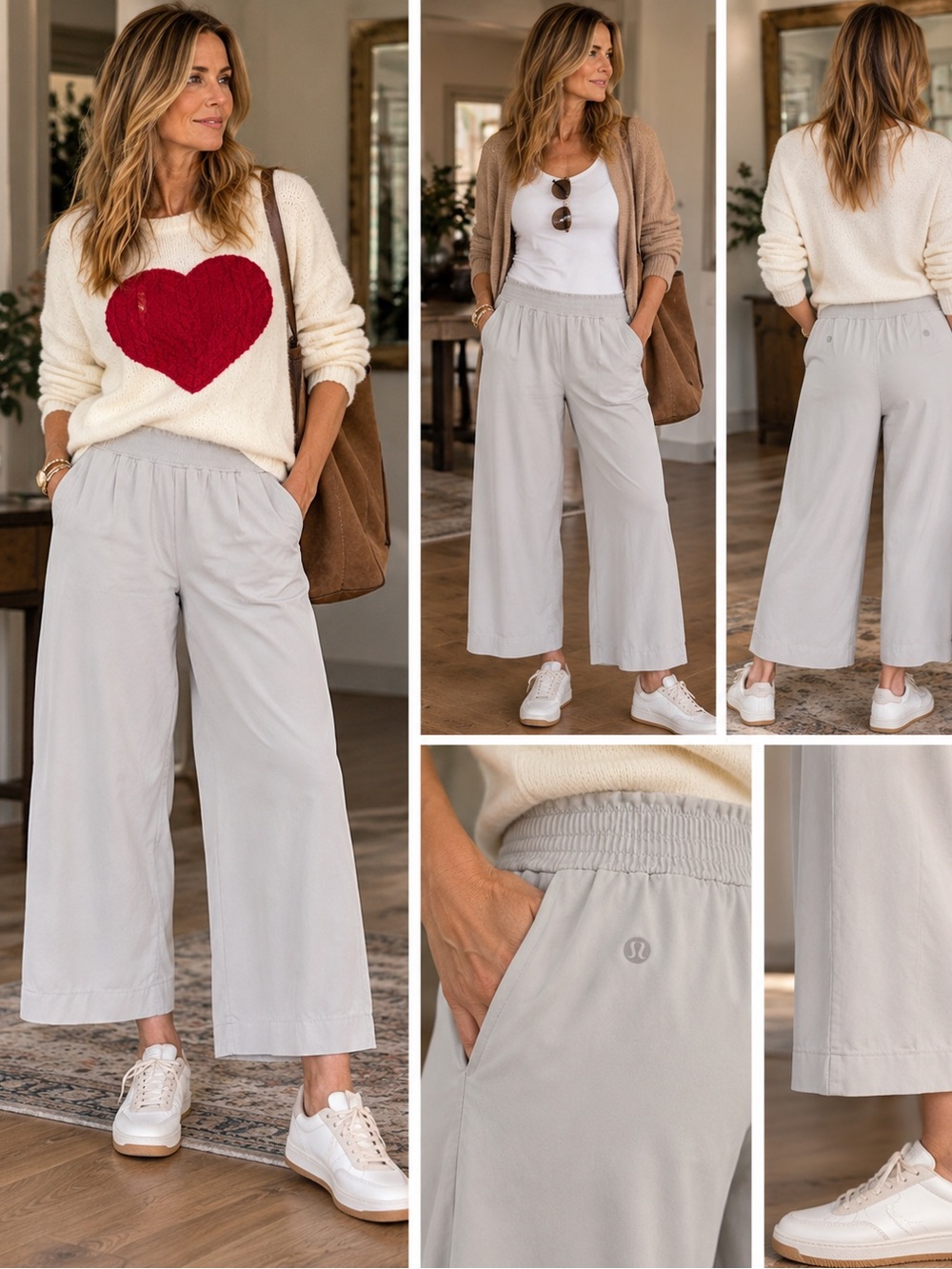 Lululemon Stretch Woven Ruffle-Waist Wide-Leg Cropped Pants XL Sheer Oak